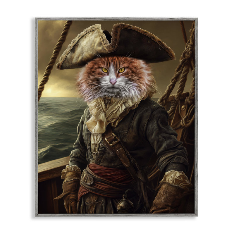 «Swashbuckling Whiskers», giclée encadrée par Kelley Parker, H 14 po x l 11 po, Estampe numérique Farmhouse