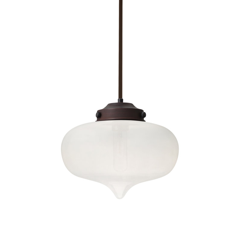 Luminaire suspendu 1 lumières scolaire single Sperling, Bronze, Givré