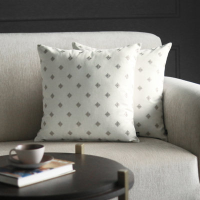 Housse de coussin / housse de coussin en coton brodé avec fermeture à glissière 2 pièces (taille: 18 x 18 pouces)