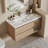 36" Single Bathroom Vanity in Natural Wood with Ceramic Top, Visible Cabinet Door and Drain Included– Bathroom Vanities
