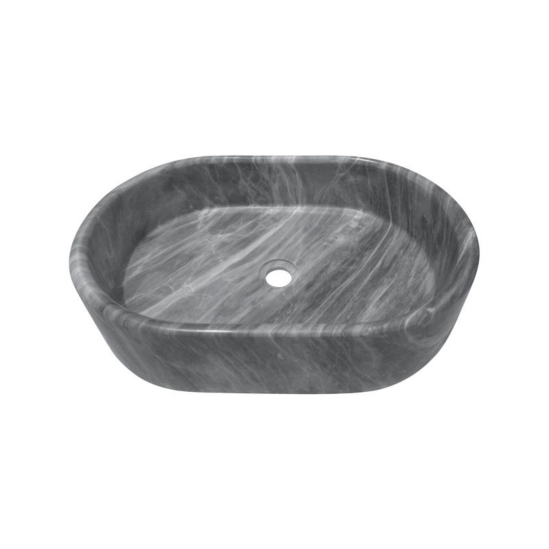 Carrara Gray Natural Marble Bathroom Vessel Sink, Gray