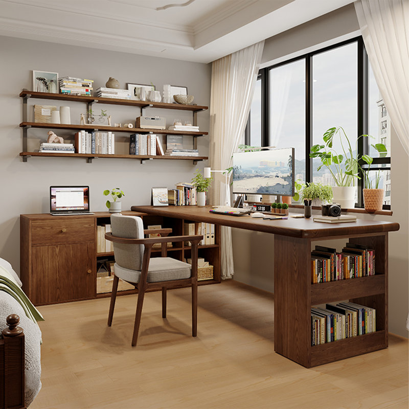 Bureau en L en bois massif avec 1 tiroir, Retour à gauche, H 29,53 po x l 70,87 po x P 57,09 po