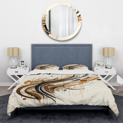 Brown And Black Movement I BeddingMicrofiber / Polyester Duvet Cover Set