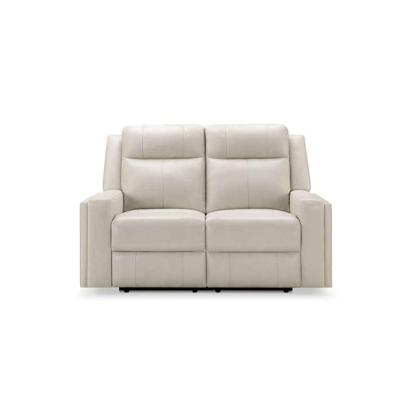 Caelainn Upholstered 60'' Reclining Loveseat, Ivory Genuine Leather