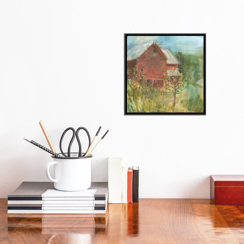 «Barn Orchard», reproduction sur toile, H 18 po x l 18 po x P 1,5 po, Toile avec cadre noir, Pas de tapis