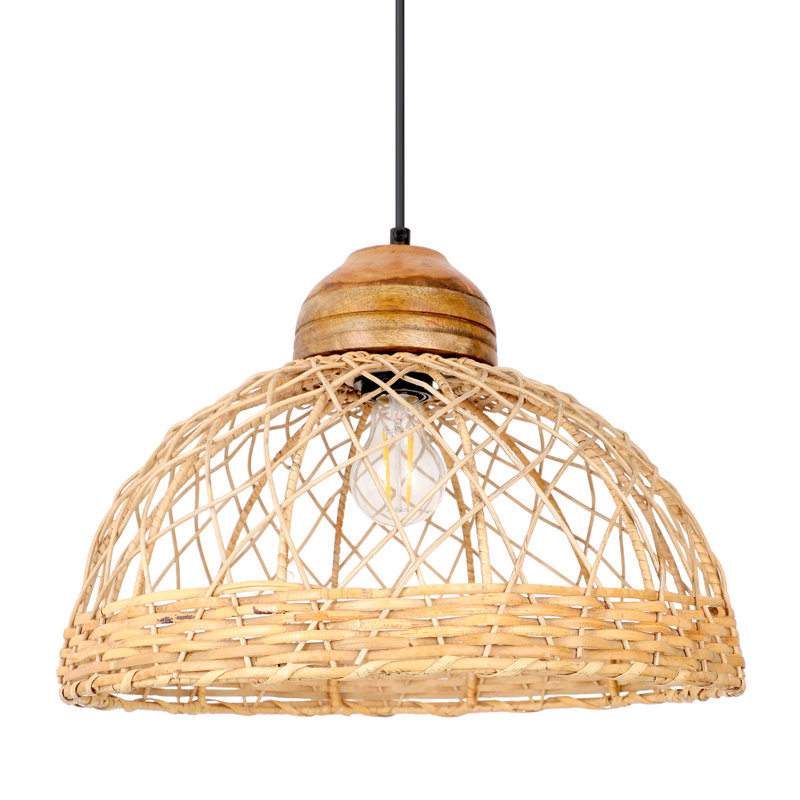 Luminaire suspendu dôme en jute naturelle 1 lumière l 16,25 po Allmar