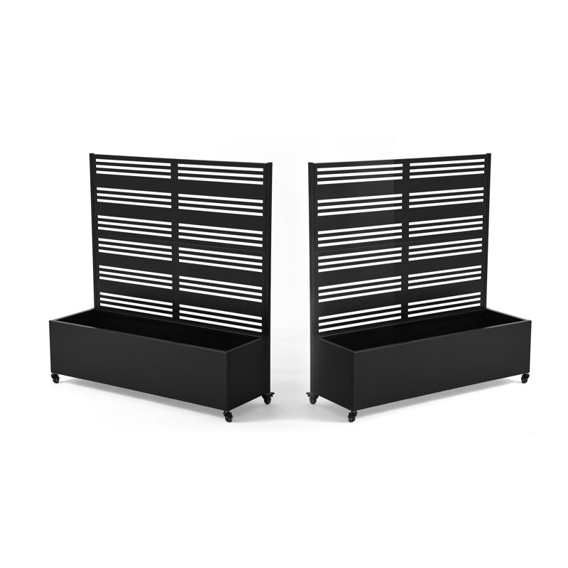 Boîte à fleurs en métal Reed avec treillis et roues, H 47,2 po x l 47,2 po x P 15,7 po