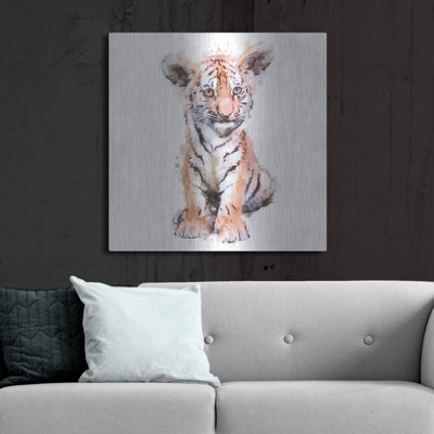 «Tigger Baby» par Kim Curationa, art mural en métal, 36 po x 36 po