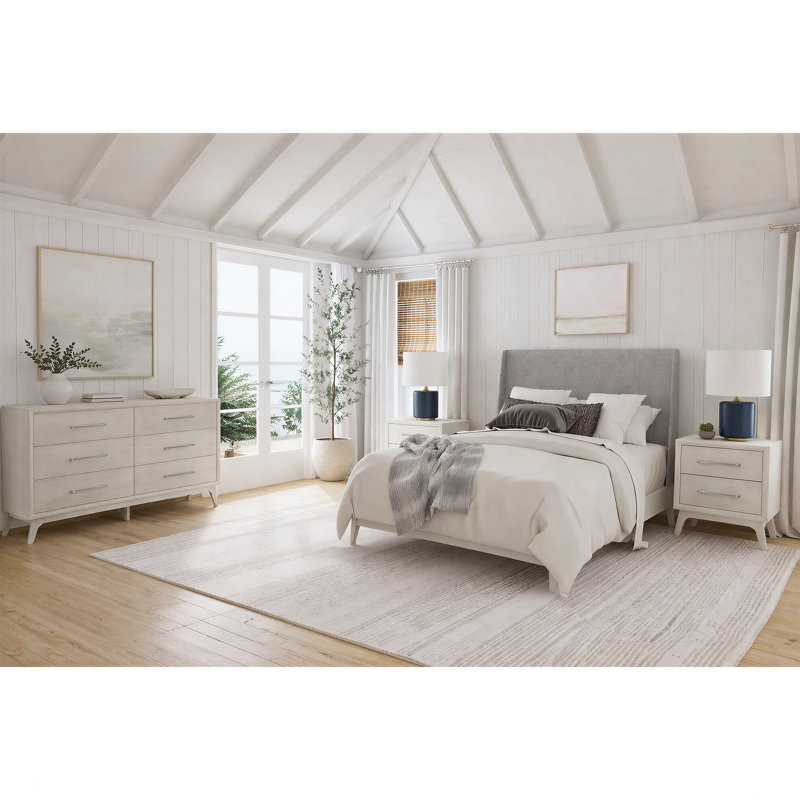 Picket House Furnishings Clare King Uph 3PC Bedroom Set In Almond, 3 Pcs: Bed, 2 Nightstands, King