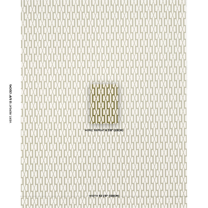 Schumacher X Veere Grenney Belvedere Wallpaper, Olive