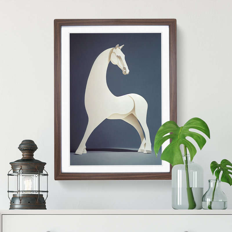 Horse - Framed Print, 64cm H x 46cm W x 2cm D, Walnut