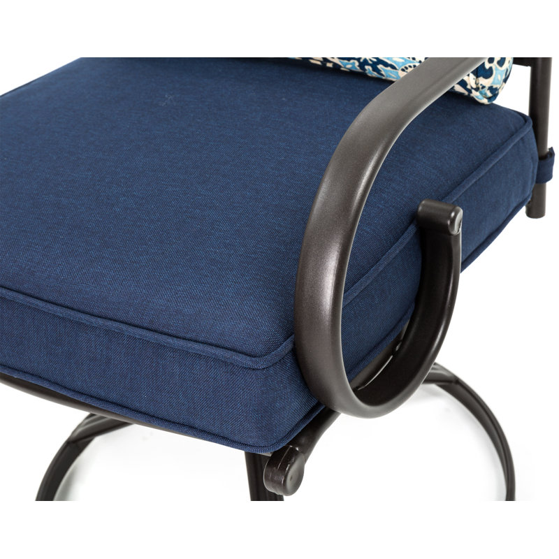 Elmfield 10 - Person Metal Patio Dining Set with Rectangular Table , Cushions Included, Navy Blue