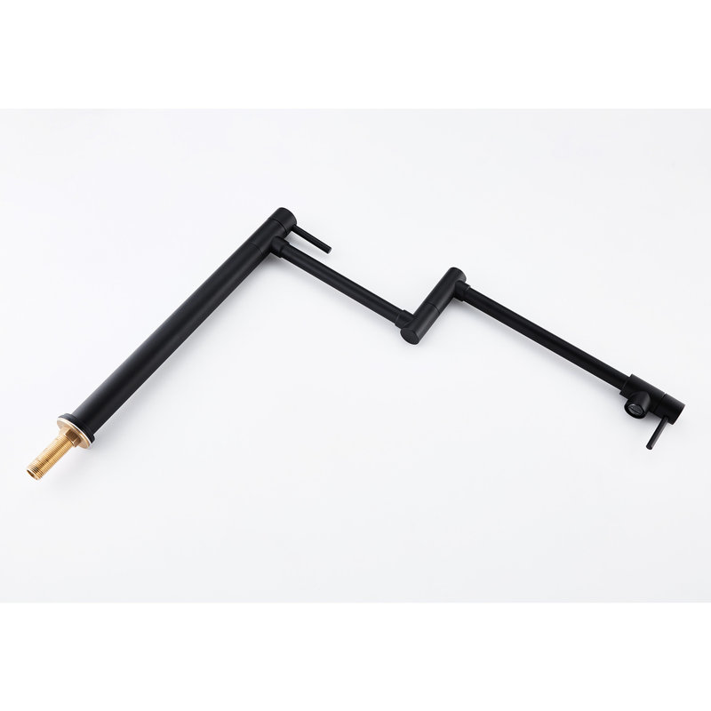 Robinet de remplissage de pot noir mat avec extension - laiton, pivotant sur 360 ° et pliable, poignées doubles pour un débit d'eau stable, résistance de surface à la couche d'oxydation contre la corrosion