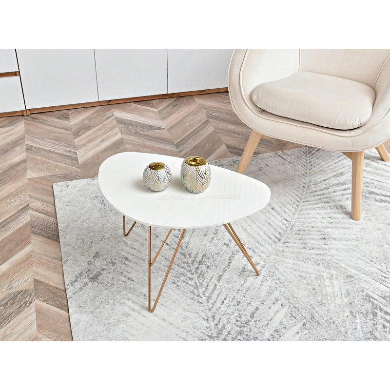 Gaenside Three Leg Coffee Table, White, 38cm H x 60cm W x 40cm D, Copper