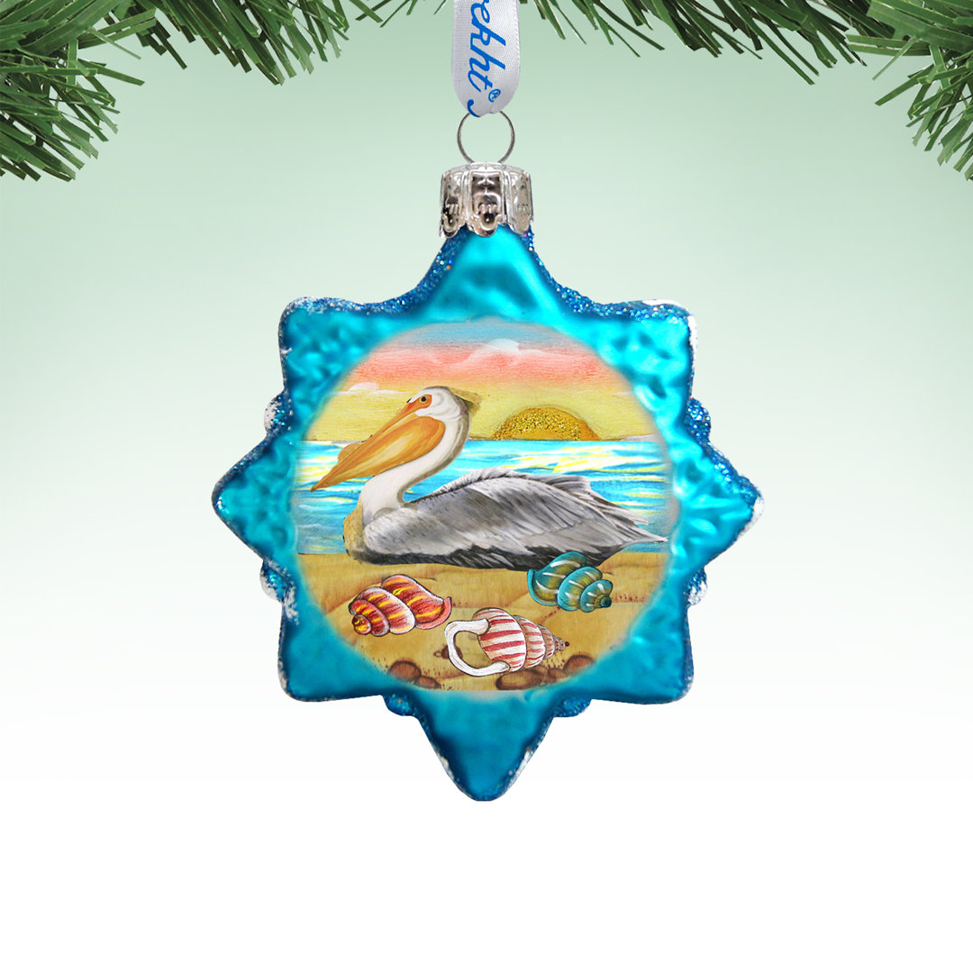 Pelican Star Coastal Glass Ornament The Holiday Aisle®