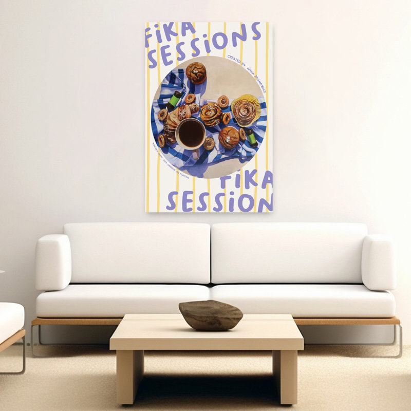 Art mural contemporain Fika Coffee, H 60 po x l 40 po