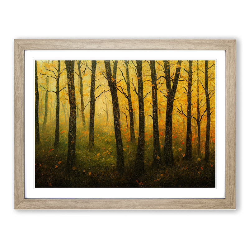 XH1022-7579X Royal Autumn Forest - Single Picture Frame Painting, 25cm H x 34cm W x 2cm D, Oak