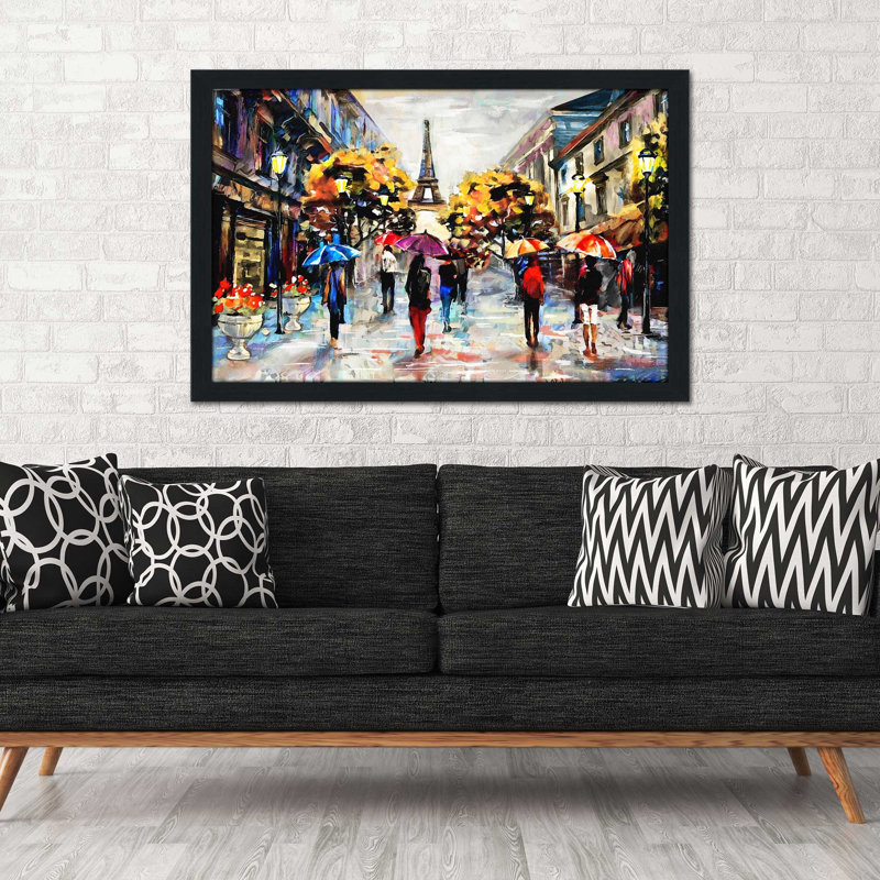 «Paris Streets», reproduction encadrée, H 21,5 po x l 27,5 po x P 0,75 po, Cadre espresso