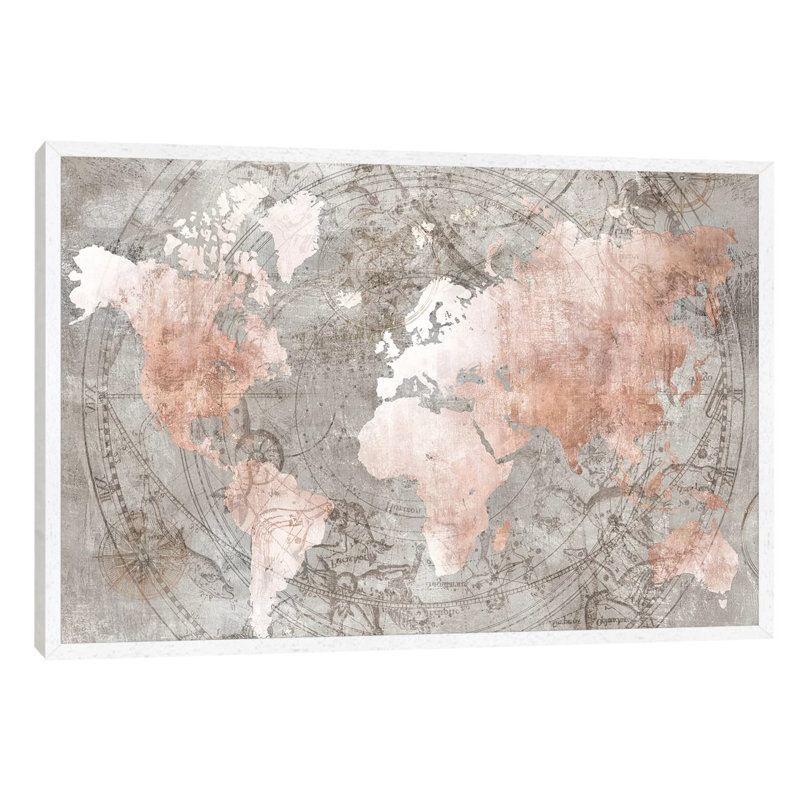 Celestial World Map by Isabelle Z - Print on Canvas, White Framed, 152.5 cm H x 101.5 cm W