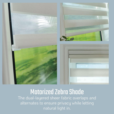 Motorized Zebra Blinds with Remote Control Window Shades