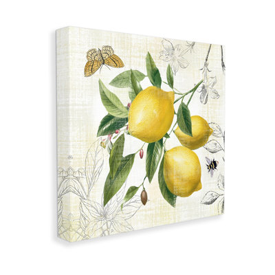 Art mural rétro sur toile de fleurs de citron par Nan