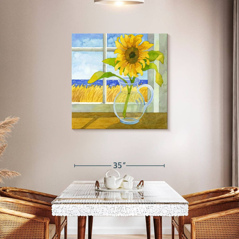 Tournesol dans la fenêtre, H 36 po x l 36 po