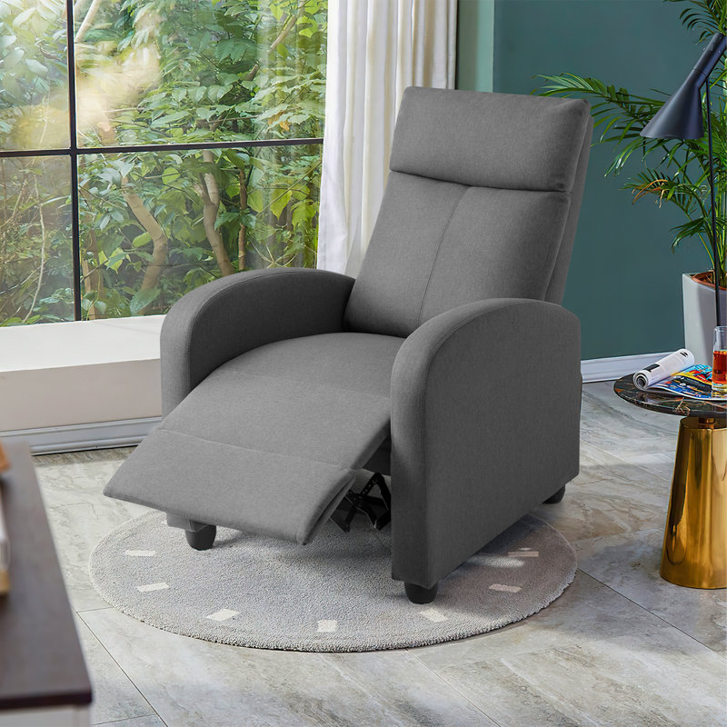 Neecy Upholstered Recliner, Gray Linen Blend