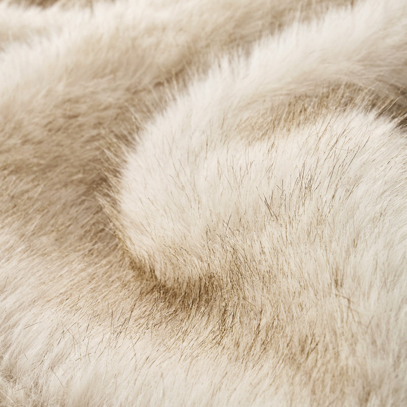 Aspen Luxe Faux Fur Throw Blanket, Twin, Tipped Golden Fox Ombre