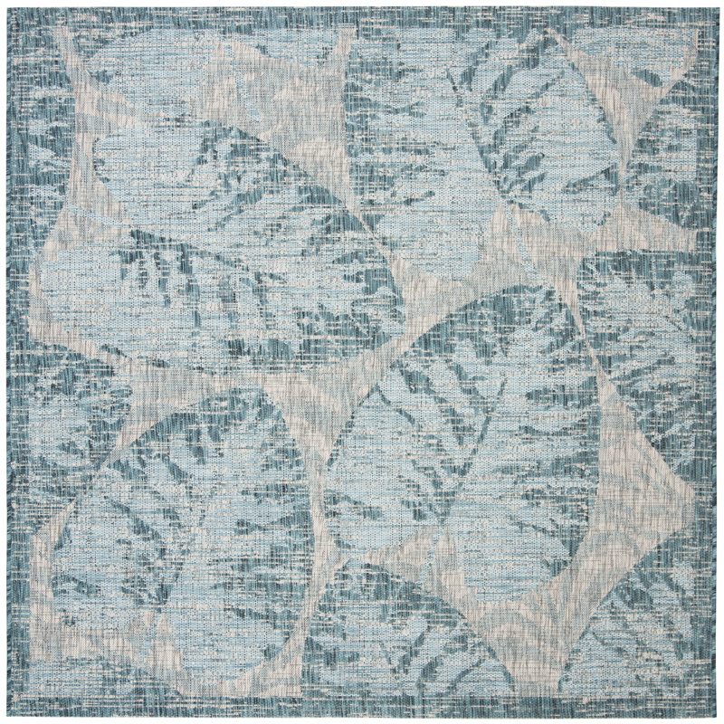 Tapis d'intérieur / extérieur à motif floral Shani Performance, Carré 6 pi 7 po