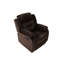 Salon 2 pièces en velours chocolat : fauteuil inclinable avec accoudoirs rembourrés et capitonnage vertical en velours.