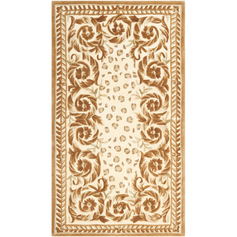Lenora Hand Tufted Wool Pile Floral Rug, Rectangle 2'6" x 4'6"