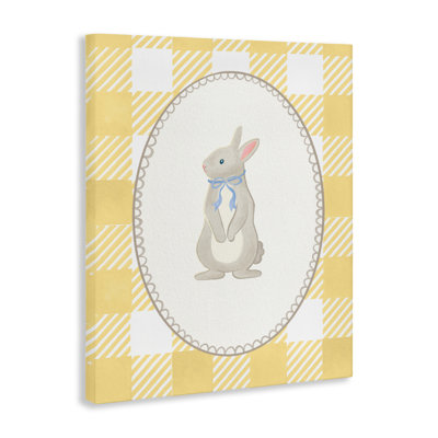 Little Bunny on Yellow Gingham Canvas, design by The Paper Curator