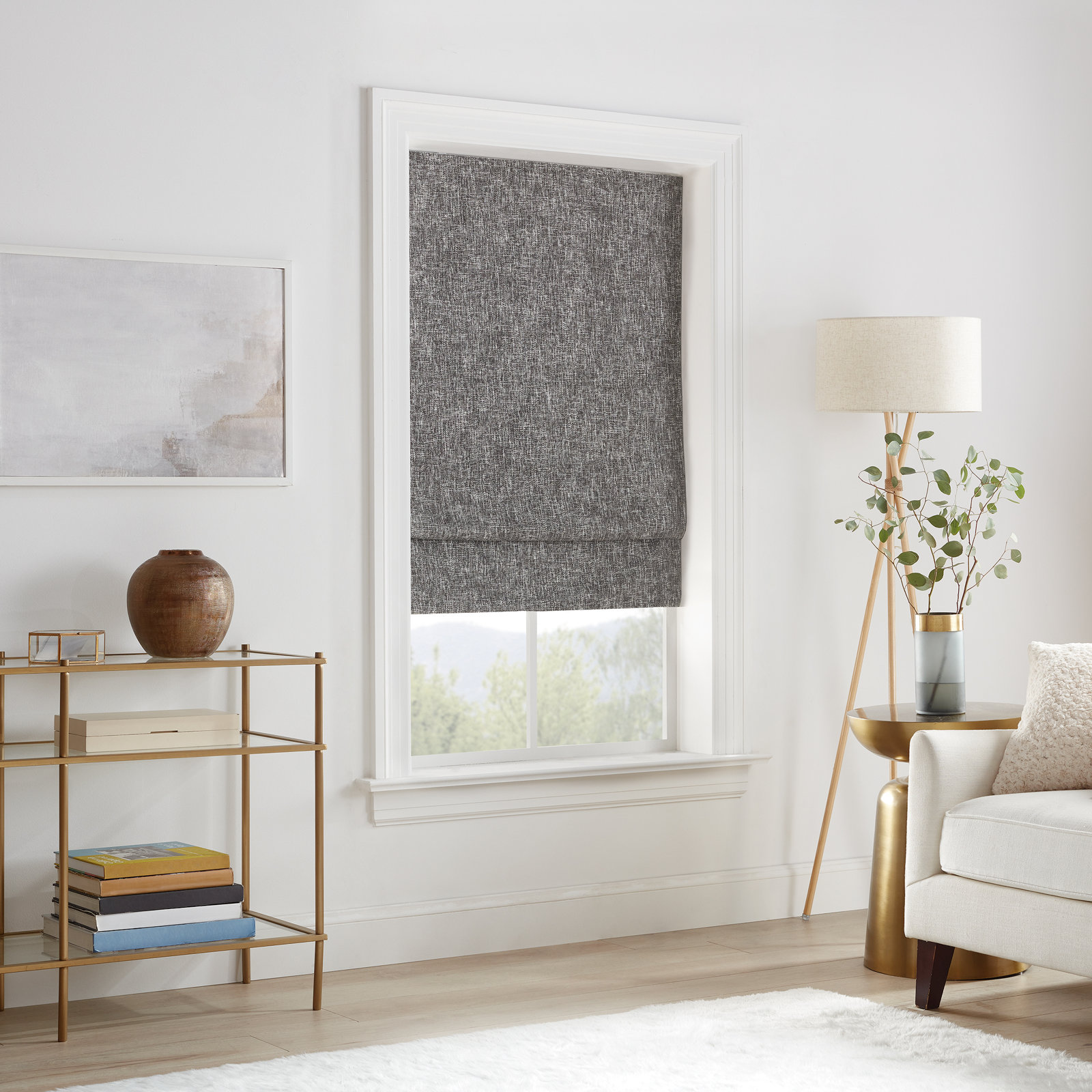 Eclipse Drew Blackout Roman Shade, Charcoal, 31"W x 64"L