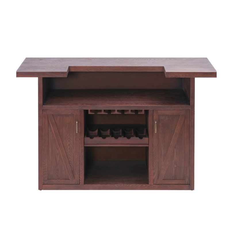 Table de bar et armoire à vin en bois massif et panneau de fibres à densité moyenne de 41,35 po H