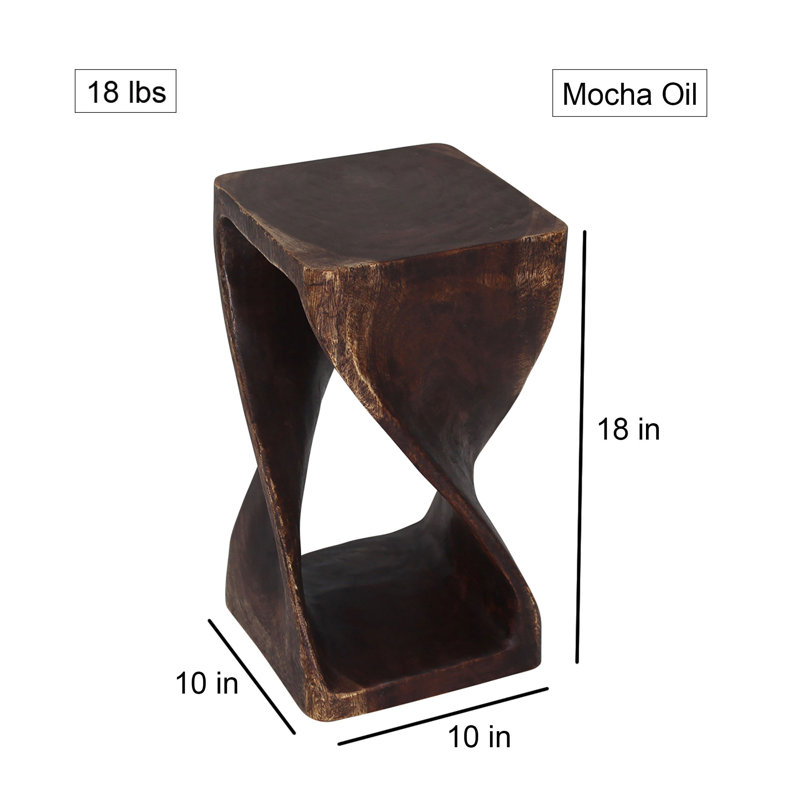 Chandi Solid Wood End Table, Mocha, 18" H x 10" W x 10" D
