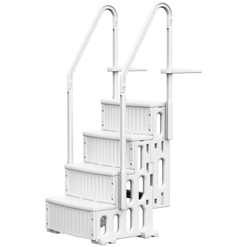 4-Step Swimming Pool Ladder with Double Handrails and Non-Slip Steps