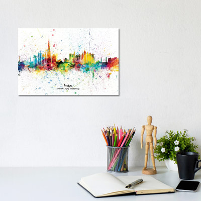 Dubai Skyline City Name by Michael Tompsett - Wrapped Canvas Gallery-Wrapped Canvas Giclée
