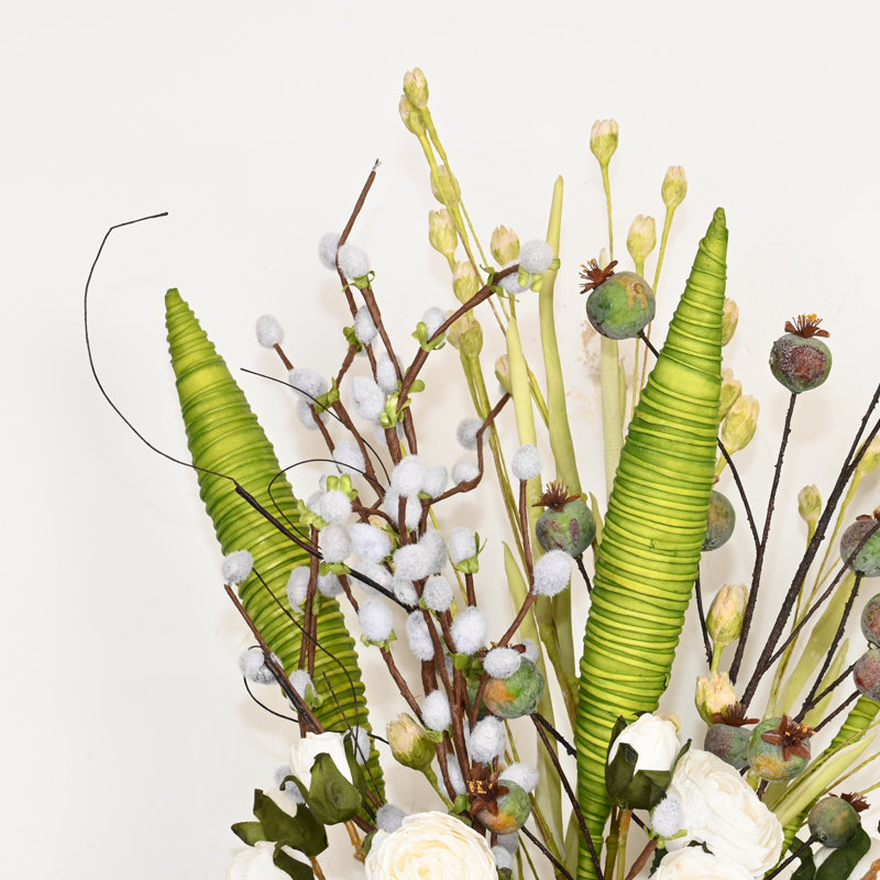 Arrangement floral de pivoines artificielles 36 po dans un vase en verre