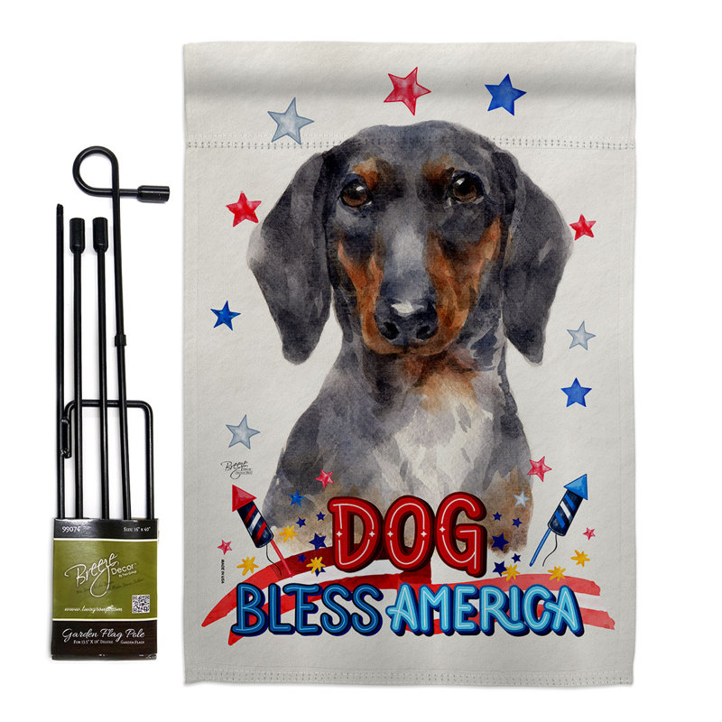 Drapeau de jardin en polyester teckel patriotique brun clair, H 18,5 po x l 13 po