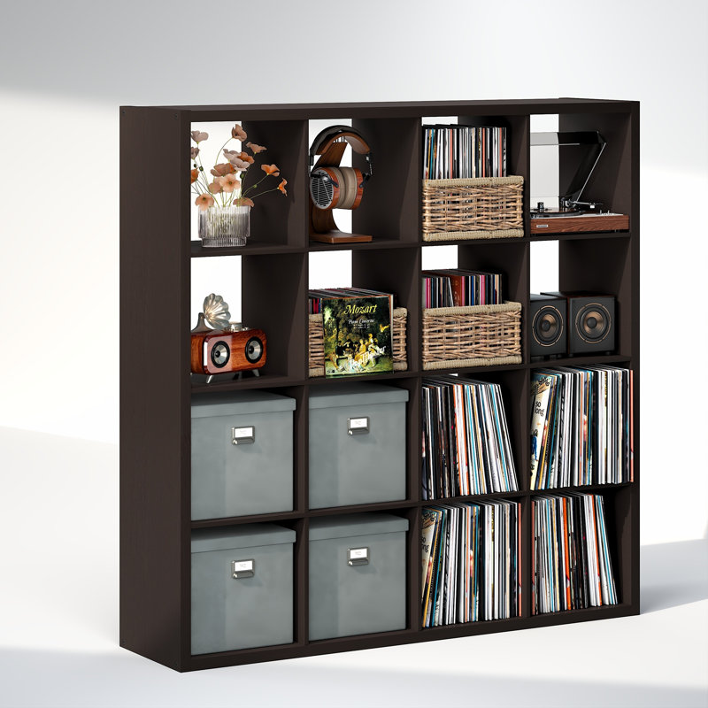 Cubicle 147.19cm H Media Shelves, Dark Oak