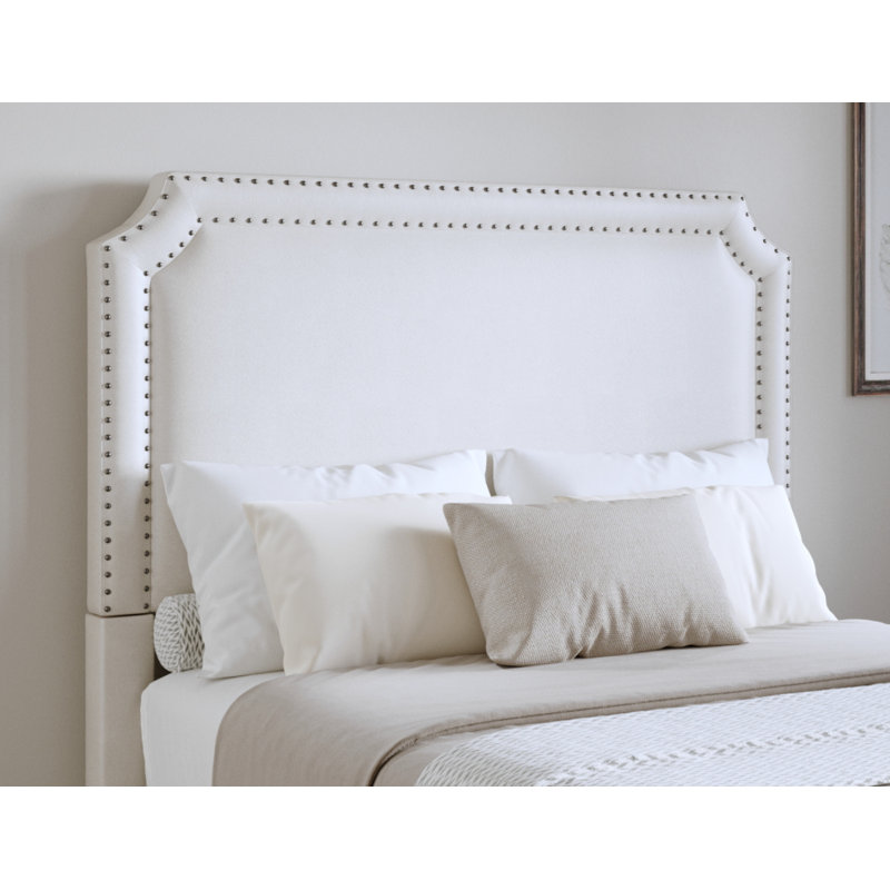 Roeder Upholstered Headboard, White/Silver, King
