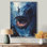 «Blue Deep Giant Fish Monster», art mural Sea Creatures