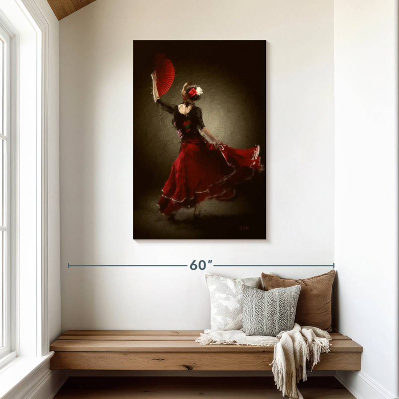 Enn The Red Fan, 45" H x 30" W