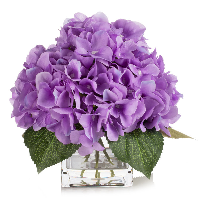 Arrangement d'hortensias dans un vase, Mauve
