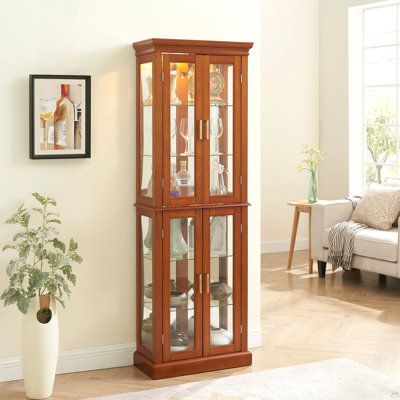 Cabinet Lighted Curio Diapaly Cabinet With Adjustable Shelves