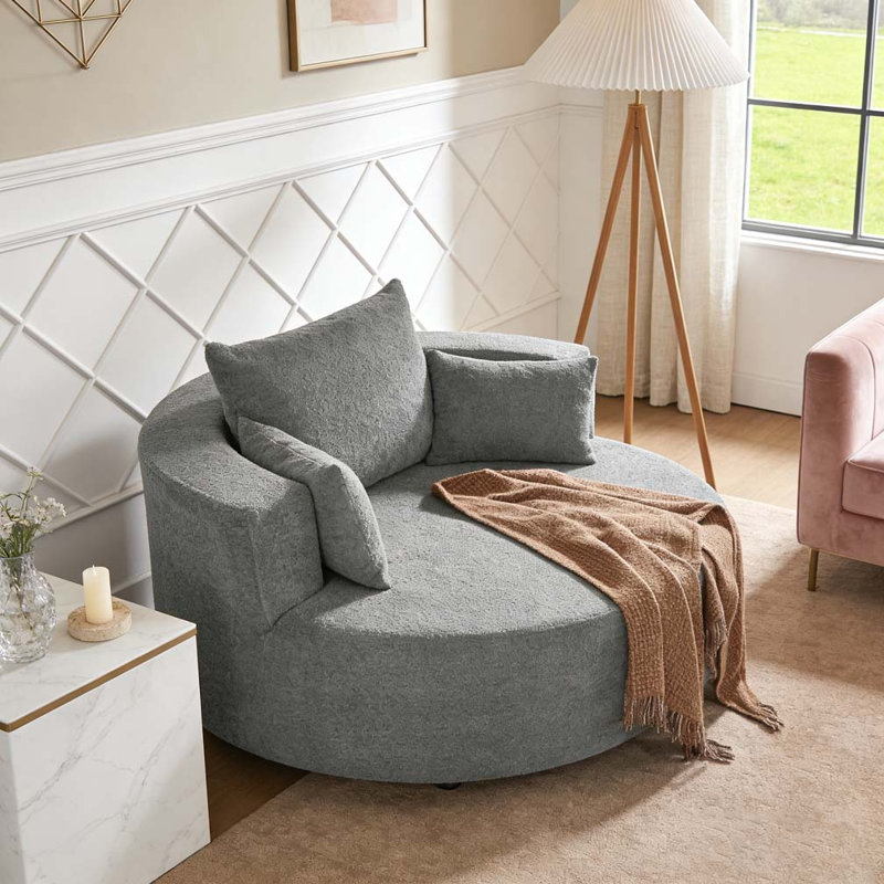 Fauteuil d'appoint pivotant à 360 ° avec 3 coussins amovibles, Noir