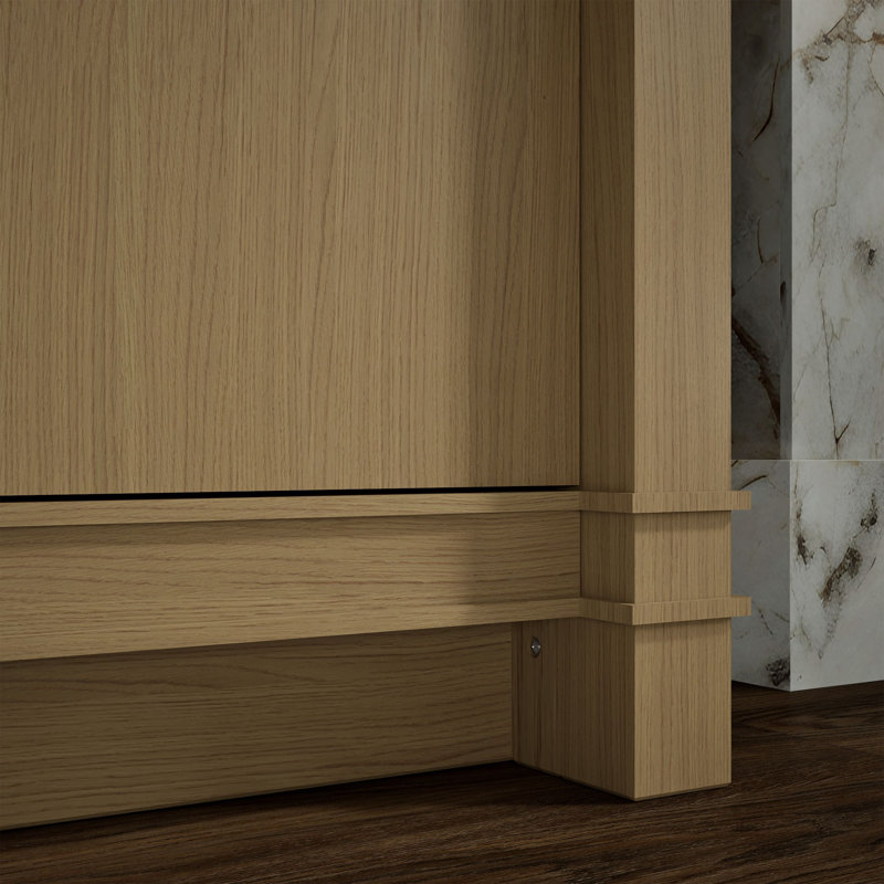Alouette Bathroom Vanity Cabinet With Sinks And Quartz Top, Light Oak, 72"