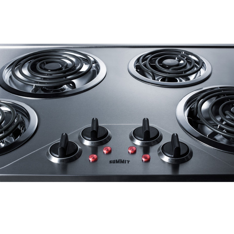 Summit 30" Stainless Steel 4-Burner Electric Cooktop