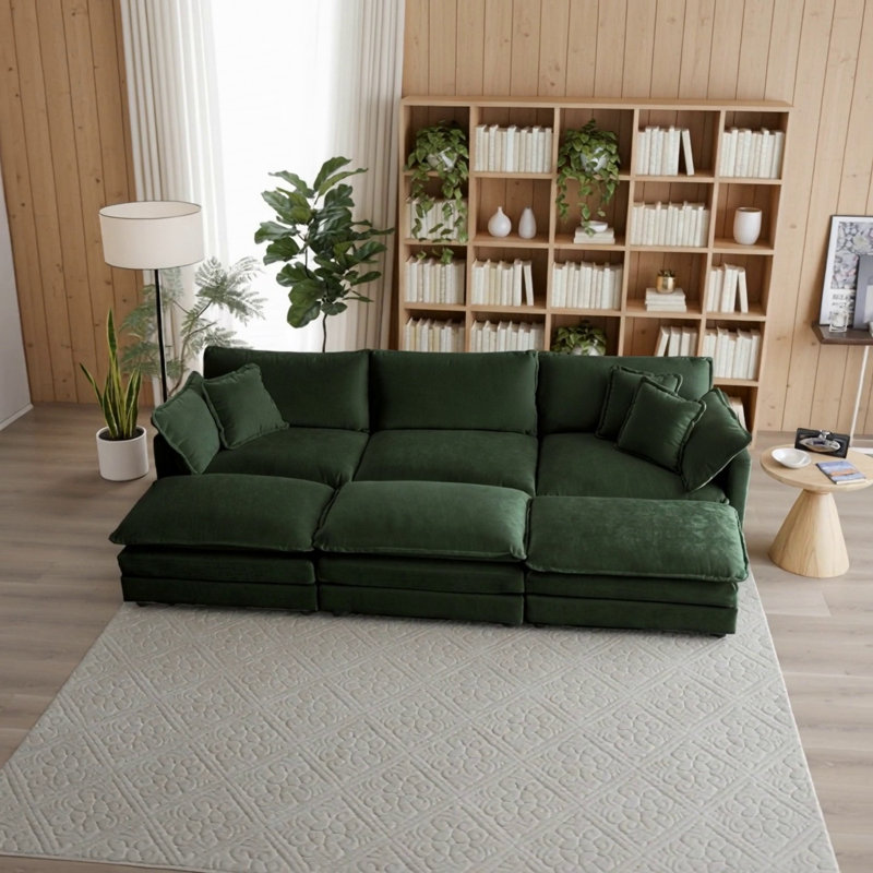 Canapé moderne en tissu pour causeuse pour le salon, canapé profond rembourré de grande taille avec coussins, chenille