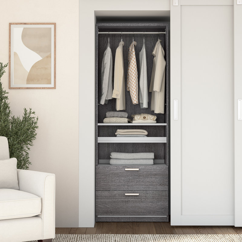 Ensembles de rangement pour système de placard Osterman, Écorce gris, H 80 po x l 19,5 po x P 17,5 po